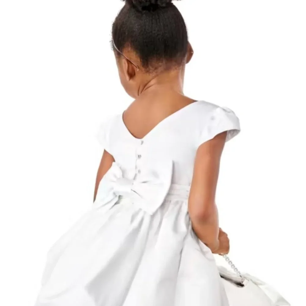 Gymboree Girls Size 12 White Satin Short Sleeve Dress NWT - Formal
